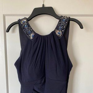 Floor length Navy Blue dress with gemstones